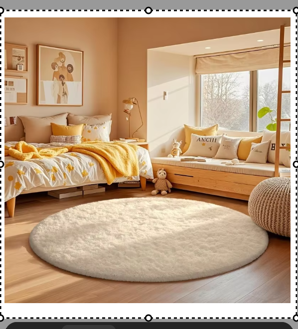 Round Cream White Rug – Soft Fluffy Plush Shaggy Area Rug